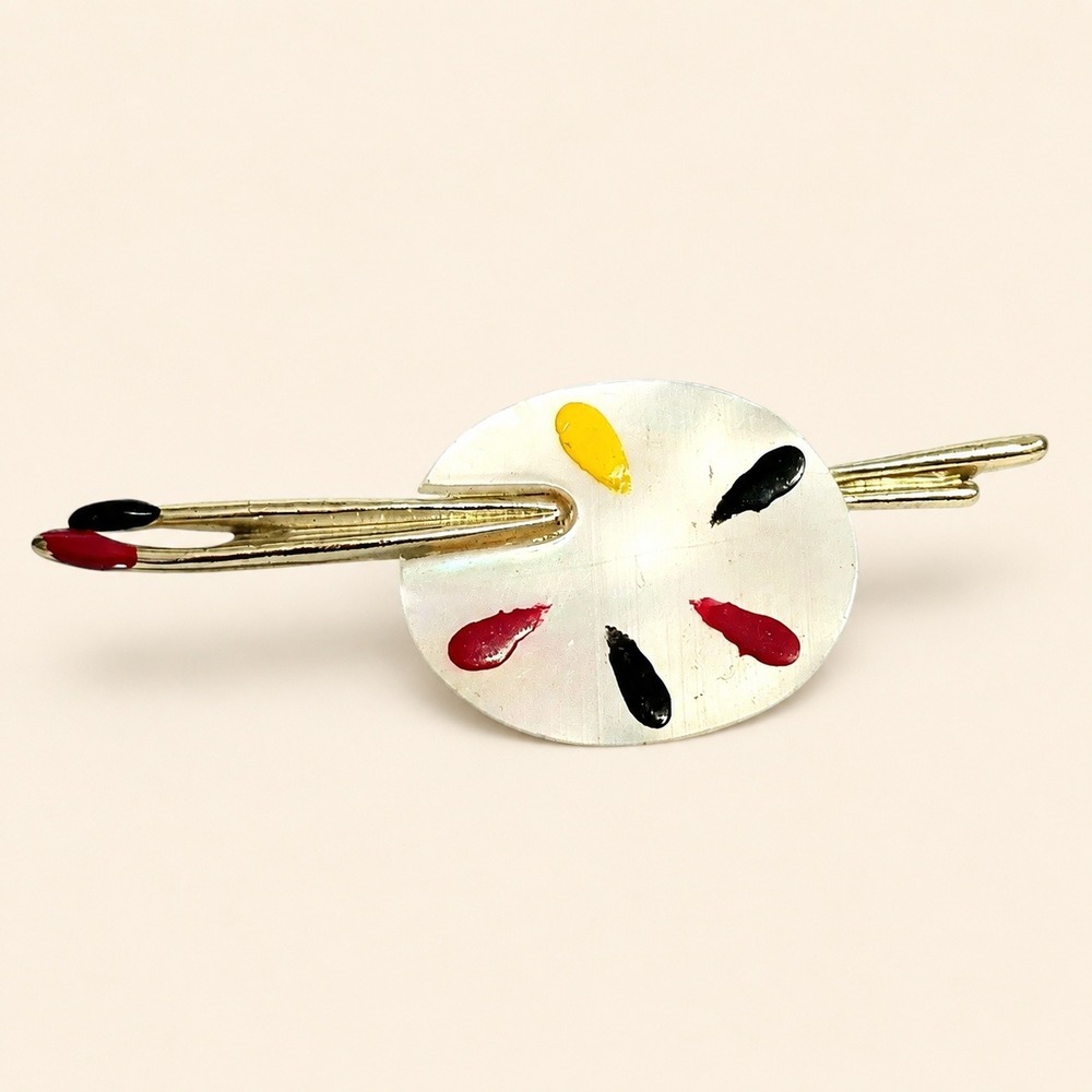 Artist Palette Brooch Vintage Style Painter Enamel‎ Pin Art Lover Gift